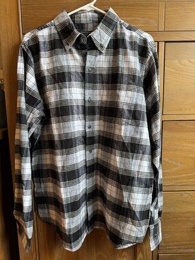 NWT! Men's Black & White Plaid Long-Sleeve Button-Down Shirt
